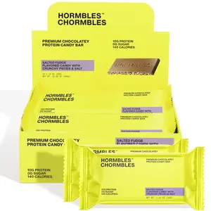 Hormbles Chormbles Protein Candy Bars, Salted Fudge, 10g Protein, 0g Sugar, 140 Calories, Fudge Chocolate Candy With Crunchy Pieces and Salt, Sugar Free Snacks or Dessert, 1.13 Oz, 12 Pack