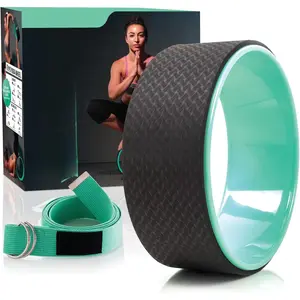 Yoga Wheel - 12-Inch Roller Designed for Stretching & Flexibility to Help Back Aches & Tension - Made w/Durable Materials & Soft Foam Padding, Yoga Strap Included