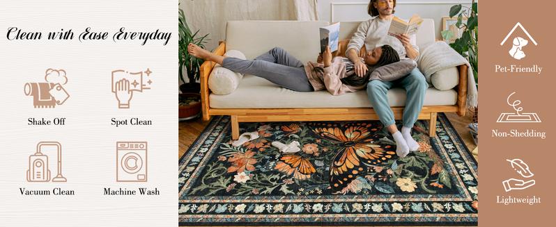 Lahome Washable Area Rugs for Living Room Bedroom, Ultra-Thin Oriental Non-Slip Foldable Non Shedding Accent Large Carpet for Office Dining Room Lahome Washable Area Rugs for Living Room Bedroom, Ultra-Thin Oriental Non-Slip Foldable Non Shedding Accent Large Carpet for Office Dining Room