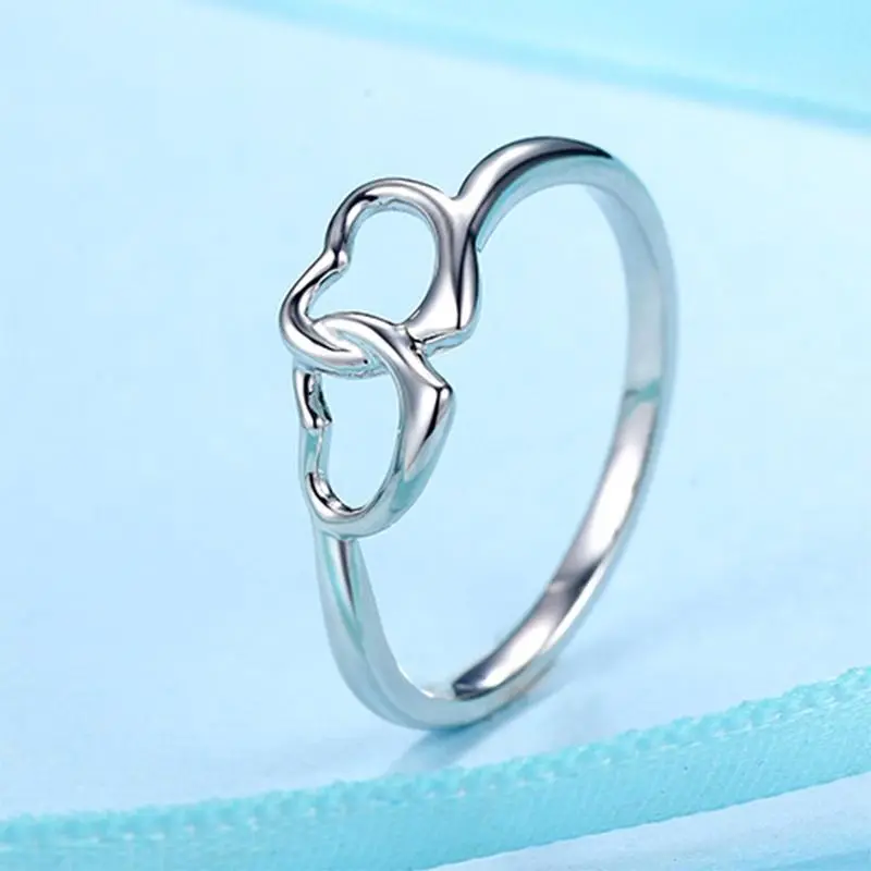 [Cute Heart Ring] Elegant Double Heart Shaped Ring | Cute Simple Rings for Women Gifts