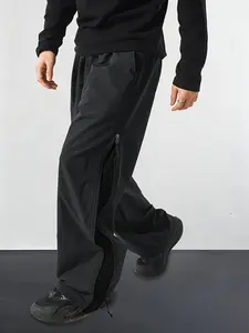 Best seller in the US market! High-street functional side-zip mesh parachute pants — breathable wide-leg cargo casual trousers