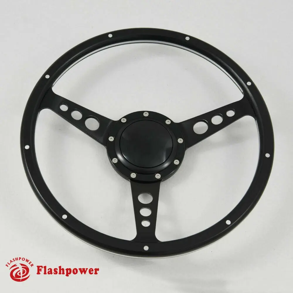 15" Black Forest Wood Steering Wheel 9 bolt w/ Horn Button Custom Hot rod
