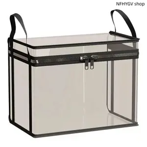 Large capacity transparent PVC book storage bag, features waterproof and dustproof performance. Keeps books neat and well protected, practical daily organizer. Sleek transparent design also works as a trendy fashion accessory and thoughtful gift choice
