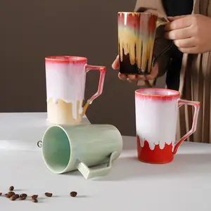 Handmade Kiln-Changed Flow Glaze Mug, Vintage Art Ceramic Cup, Gradient Glazed Creative Coffee Cup, Home Office Water Cup