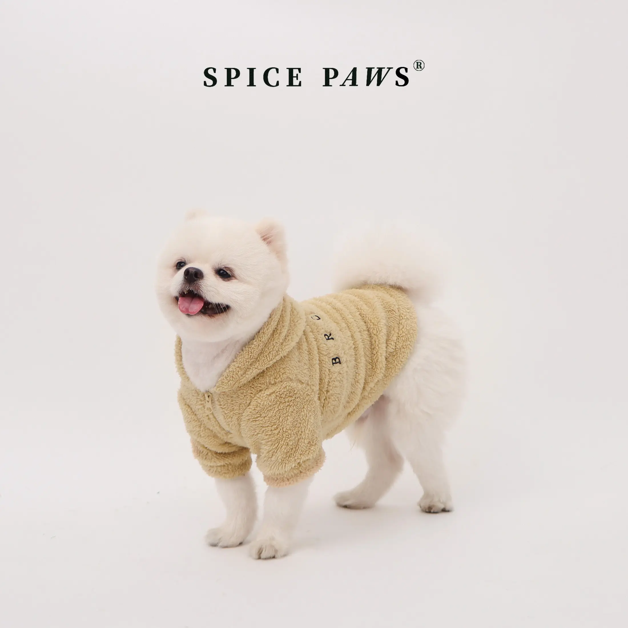 Winter Warm Pet Hoodie, Beige Fleece Dog/Cat Hooded Jacket, Warm Zipper Pet Coat for Small Medium Dogs Cats, Puppy, Soft Fluffy Pet Apparel for Cold Weather, Thick Cold Weather Dog Clothes, Dog Sweater Sweatshirt - Cozy Warm Winter Jacket, Pet Pullover