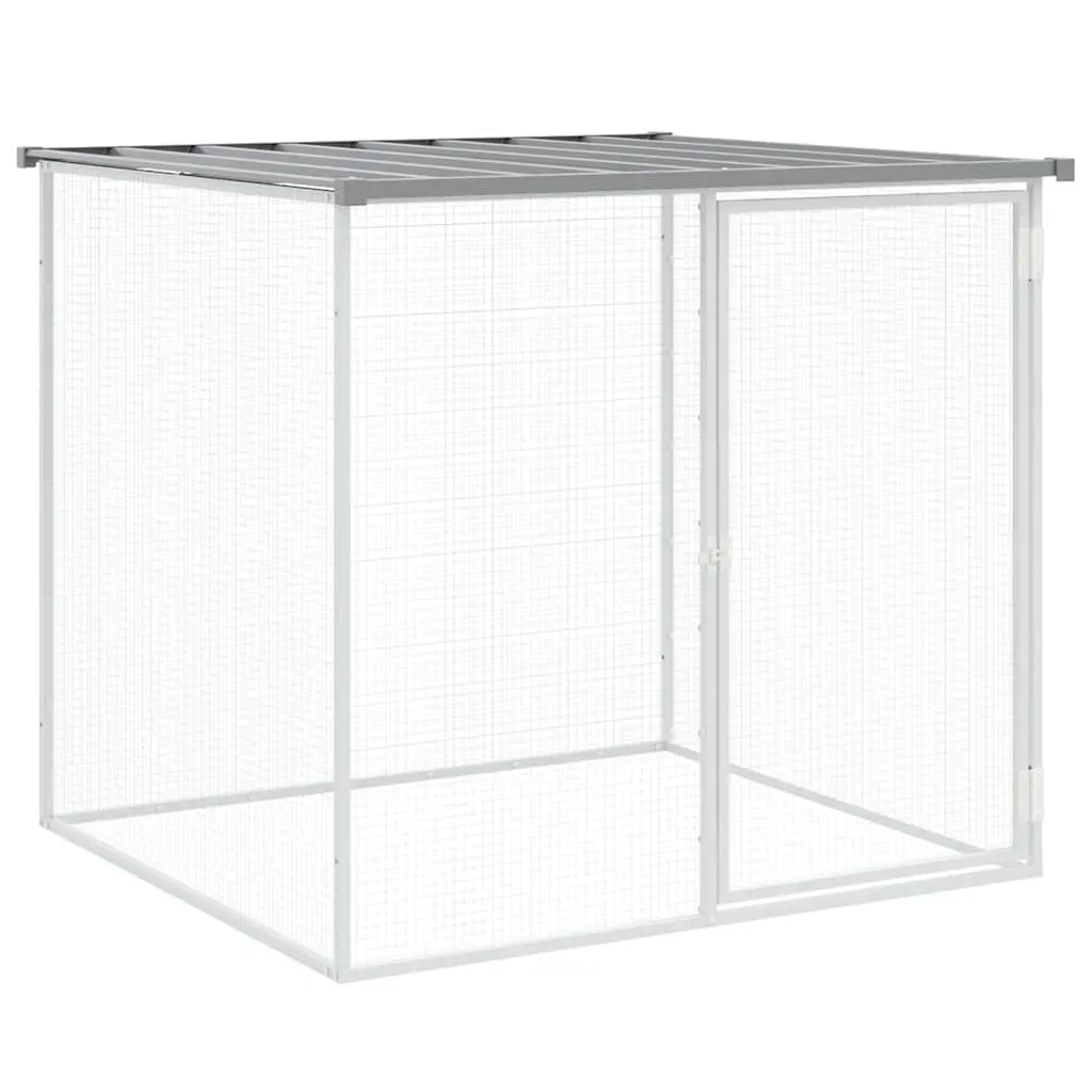 vidaXL Chicken Cage with Roof, Metal Chicken Coop, Chicken Run Animal House for Outdoor Farm Garden Lawn, Light Gray Galvanized Steel 172338