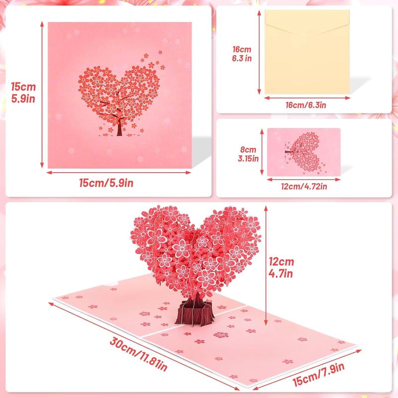 Paper Love Tree Valentine’s Day Card, Paper Art 3D Pop-Up Heart Tree Card – Romantic Love Greeting Card, Everlasting Heart Tree Valentine Gift for Her, Girlfriend, Wife, Boyfriend, Husband, Mom, Perfect for Birthdays & Wedding Anniversaries