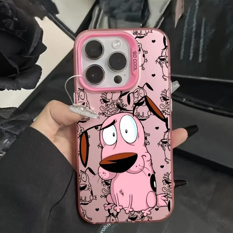 Cartoon Courage the Cowardly Dog Smartphone Casing - Anti-Drop Frosted Back Cover for iPhone 17,16,15,14,13,12,11 Pro Max,X,XSMAX,8,7 Plus - Handheld Cellphone Devices Accessory, Gift for Friends & Yourself