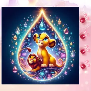 5D DIY Full Drill Round Diamond Painting - Diamond Art Kit Lion King Father and Son Mosaic, Canvas - DIY Decoration, Home Wall Decor, Suitable for Halloween and Christmas, Birthday and Anniversary Gifts