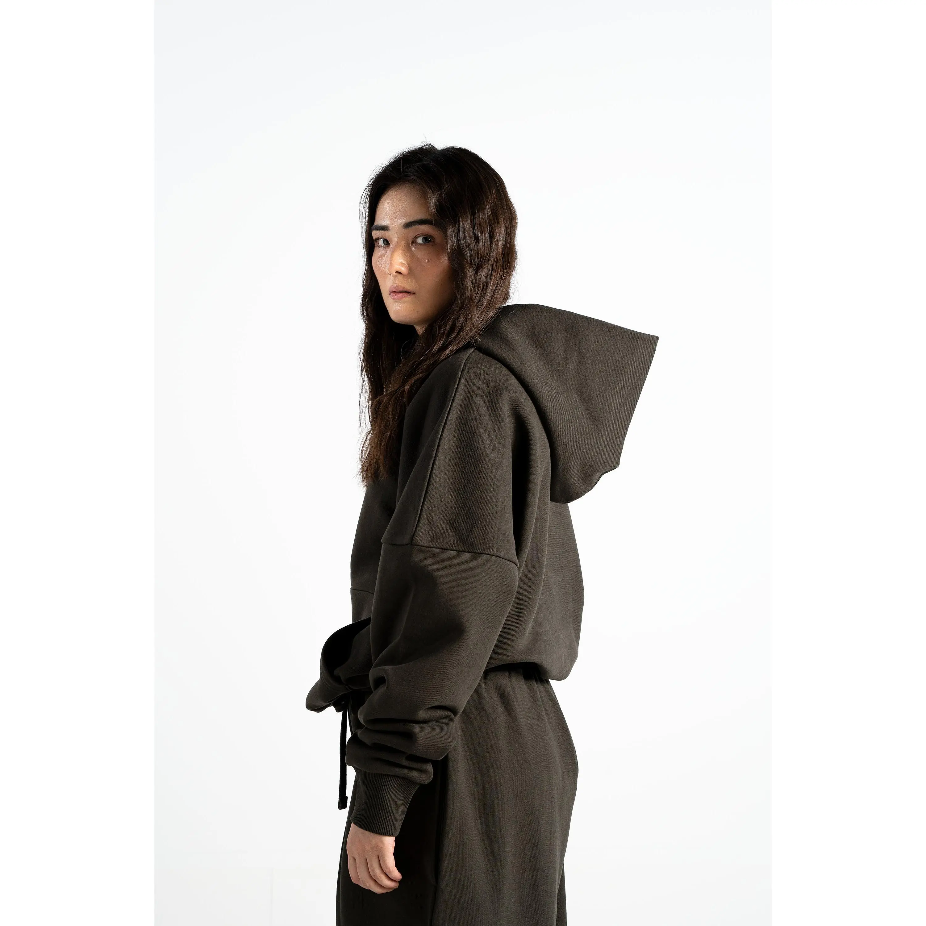 Heavyweight Boxy Hoodie 520GSM – 100% GOTS Organic Cotton Oversized Unisex Pullover Hoodie [Volcanic Ash]