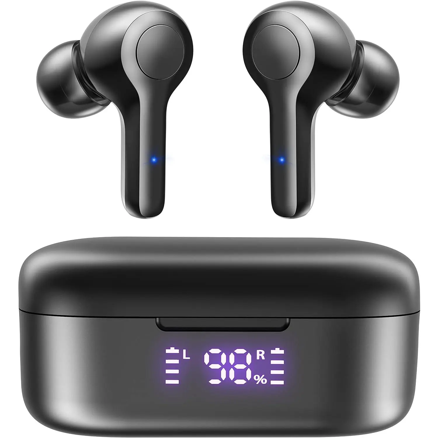 Bluetooth 5.3 Wireless Earbuds,Deep Bass Loud Sound Clear Call Noise Cancelling with 4 Microphones in-Ear Headphones with Wireless Charging Case Compatible for iPhone Android,Workout