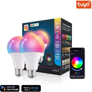 LED Smart Bulb - Full Color Changing & Dimmable WiFi Smart Bulb | WiFi & Bluetooth EnabledWorks with Alexa & Google Assistant, No Hub Required (2.4Ghz Only)Dimmable RGBWW A19/E26/E27, 15W 800 Lumens Ambient Light Bulb