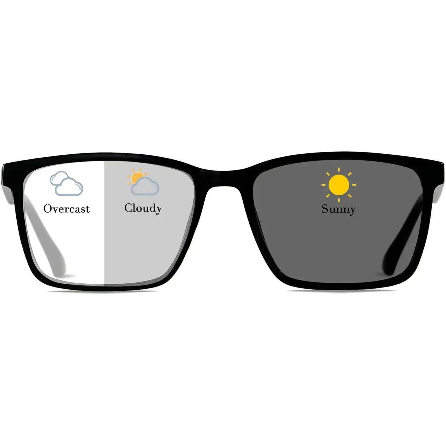 Stylish Protective Square Eyeglasses for Men-Women, Large Full-Rim Trendy Square Frame, Photochromic Blue Light Blocking Lenses, Lightweight AR002 Eyewear