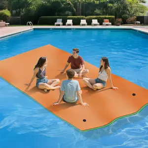YITAHOME 9'/12' Lily Pad Floating Mat for Lake and Pool, Portable Outdoor Water Floating Mat, 3-Layer XPE Floating Island for Boat, Beach, Ocean, Orange