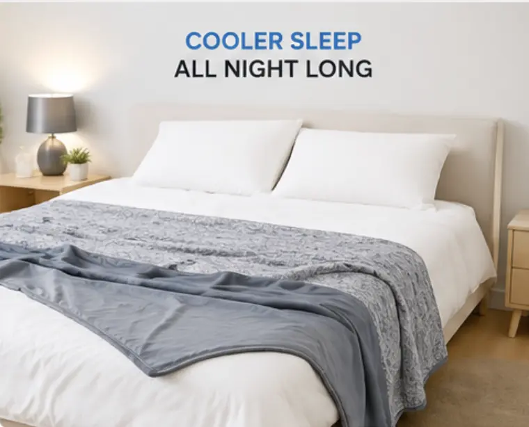 Degrees of Comfort Cooling Blanket - Arc-Chill Q-Max>0.4 Cold Tech Fabric, Dual Sides, for Hot Sleepers, Home & Travel, Queen Size Grey Bedding Blanket & Throw