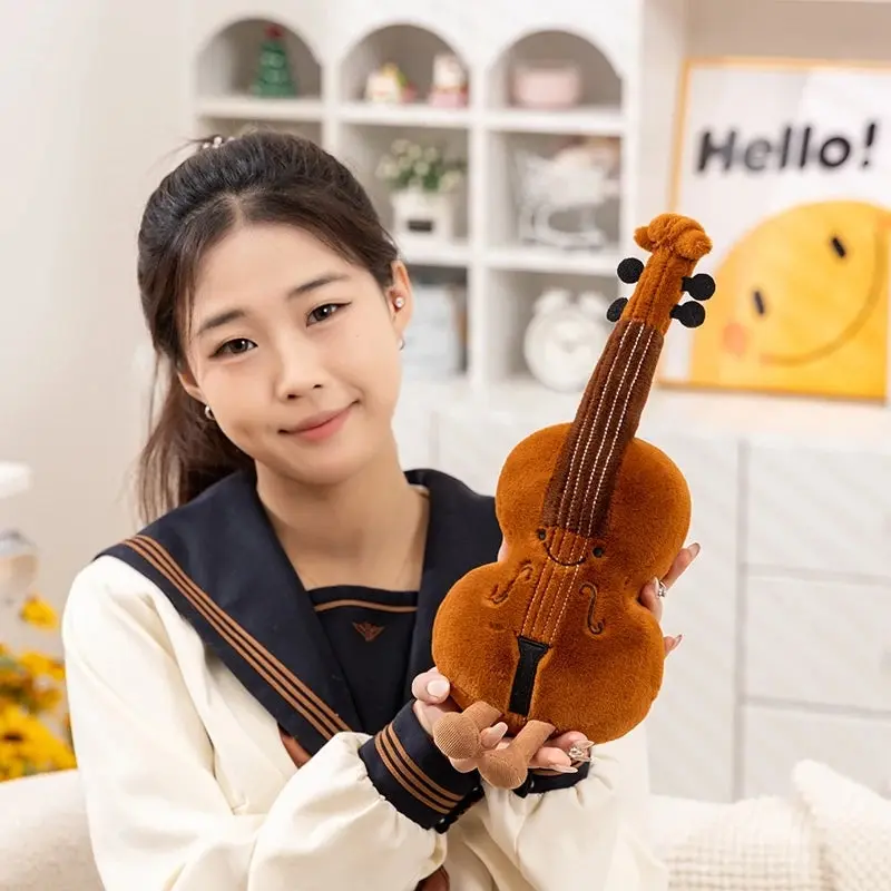 Musical Instrument Plush Toy - Cute Soft Violin Guitar Pipa Tuning Fork Note Stuffed Doll Gift for Kids Music Lovers Birthday Christmas