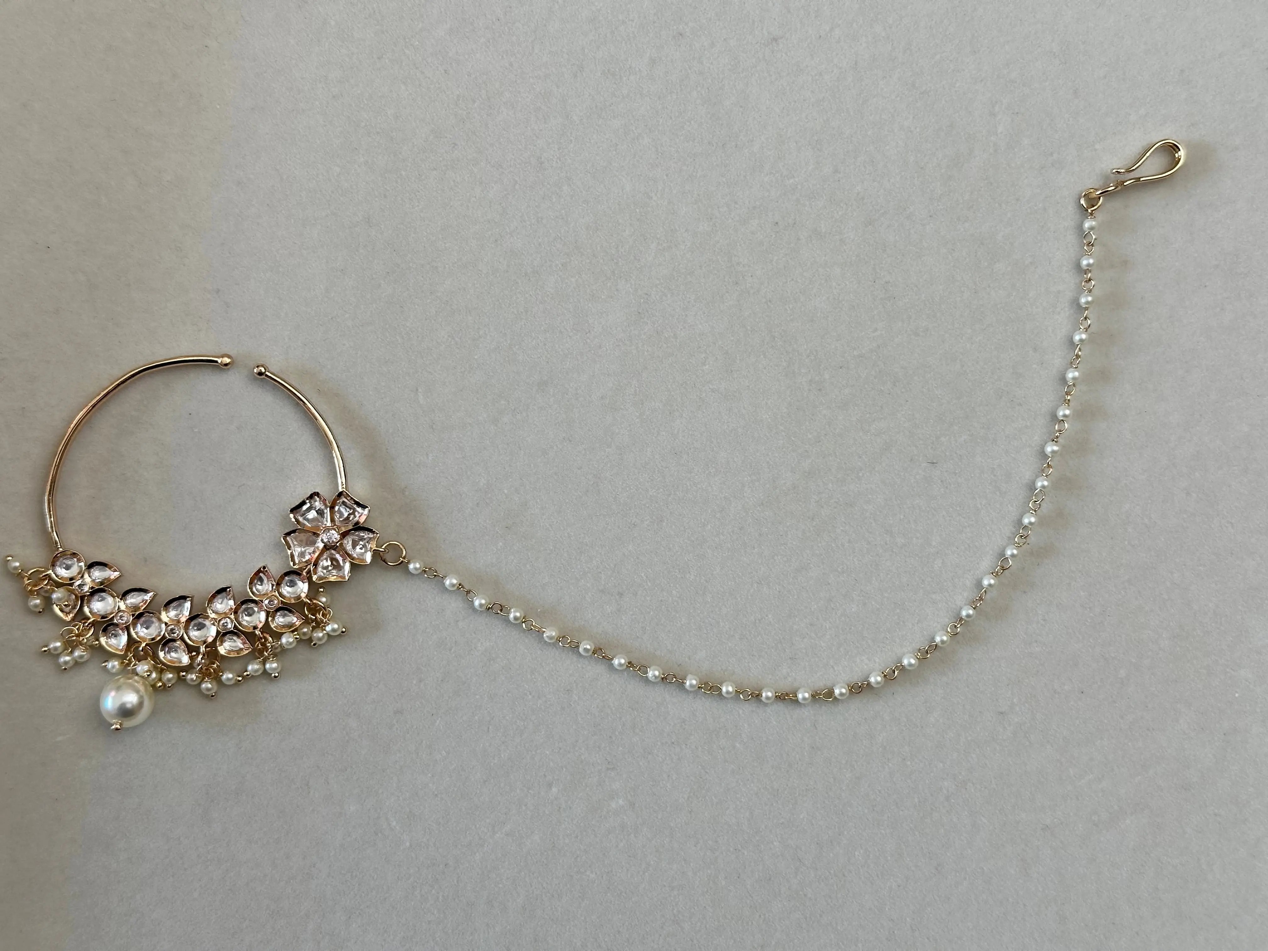 Noor Nose Ring with Chain(Nath)