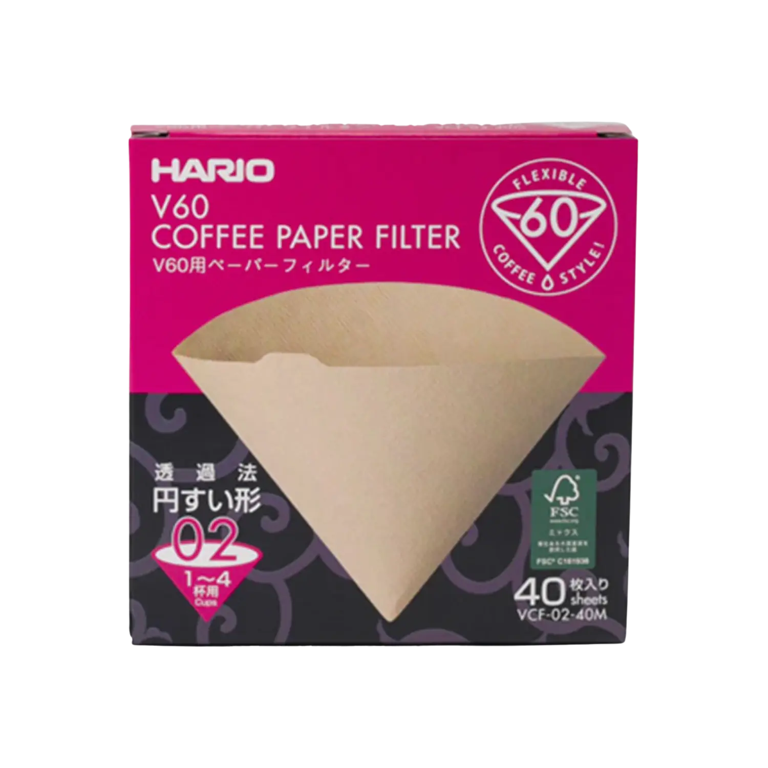 Hario V60 Paper Filter, 02 "Misarashi" (Natural) 40ct Box
