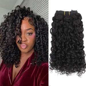 BINF PiXie Curly Human Hair Bundles 100% Unprocessed Brazilian Virgin Human Hair Bundles 1/3/4 Bundles PiXie Curly Weave Hair Extension for Women Natural Black Color