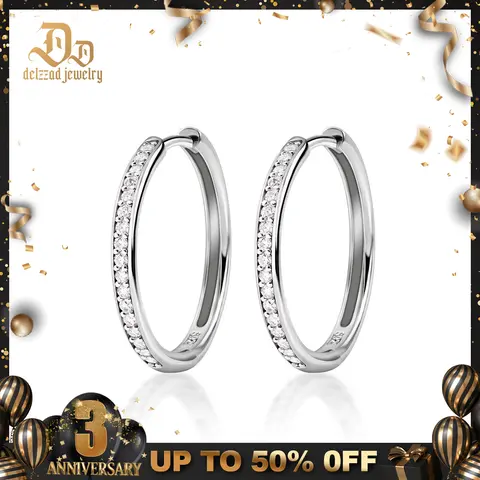 Delzzad S925 Bling Hoop Earrings VVS Synthetic Moissanite Unisex Earrings Jewelry Perfect Birthday Anniversary Christmas Gift for Men Women Silver Earrings Golden Earrings Wedding Set