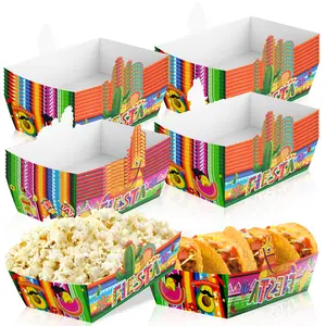 36pcs Mexican Popcorn Tray, Fiesta Mexican Food Trays for Mexican Fiesta Party Decorations, Cinco De Mayo Popcorn Tray for Mexican Theme Birthday Party Supplies