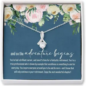 Retirement Gift Necklace, Jewelry Gift For Coworker, Leave Job Gift For Colleague, Unique Retirement Party Gift Idea Necklace Luxury Jewelry Necklaces styles On Birthday, Xmas, Anniversary. Necklace Jewelry With Meaningful Messages Card & Box