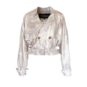 Jacqueline Bomber Jacket in Beige Cotton Fabric