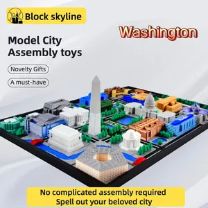Washington City Skyline Model Kit, Miniature Skyscraper Diorama, Handmade Mosaic Style Architecture Scene, Adult Collectible Decor Piece，Unique Home Decor & Gift Idea