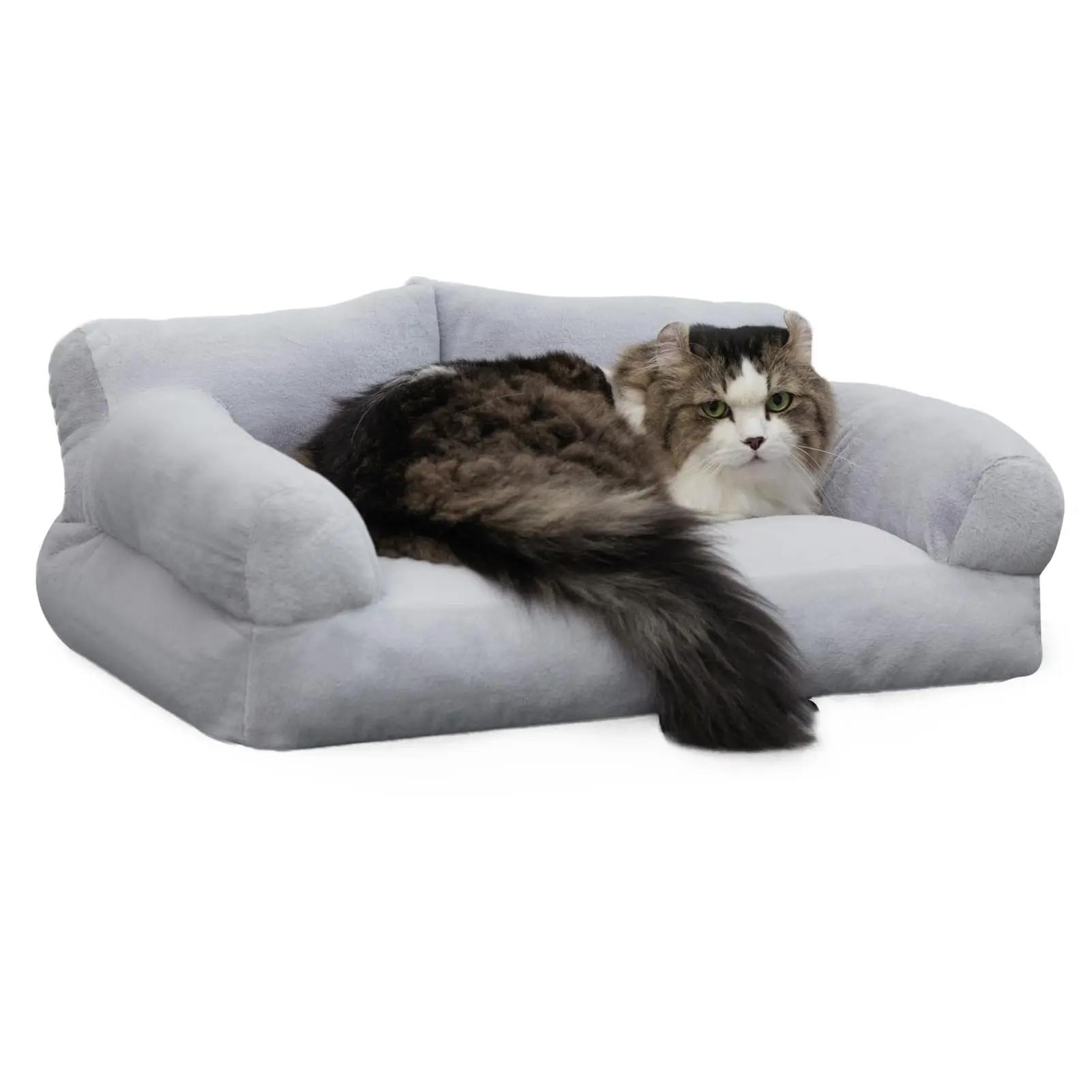 Plush Sofa Pet Bed - Lightweight, Ultra-Soft, High-Sided, Supportive Rest for Small/Medium Dogs & Cats, Modern Chunky Calming Furniture, Easy to Move for Any Home Décor