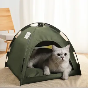 Portable Summer Pet Tent - Breathable Outdoor Pet Bed with Minimalist Design Easy Fold Structure for Cooling Comfort Foldable Cat House