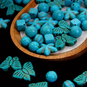 1 box of mixed blue synthetic turquoise, randomly select multiple personalized beads, fashion elements, jewelry beads, bead making kit, craft supplies