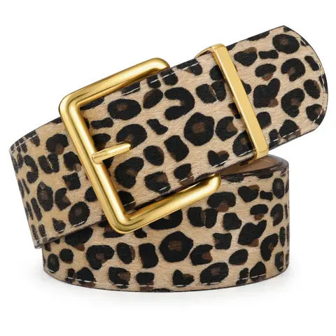 JASGOOD Women Wide Chunky Belt for Dresses Fashion Thick Suede Belt with Gold Buckle