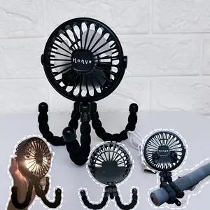 A Compact Tripod Fan, Multifunction Fan, Featuring a Night Light, Rechargeable Via USB, with Three Speed Settings And a Turbo Boost Option, Suitable for Desks Or Handheld Use, Ideal for Parents, Travelers, It Provides Cooling for Camping, Office