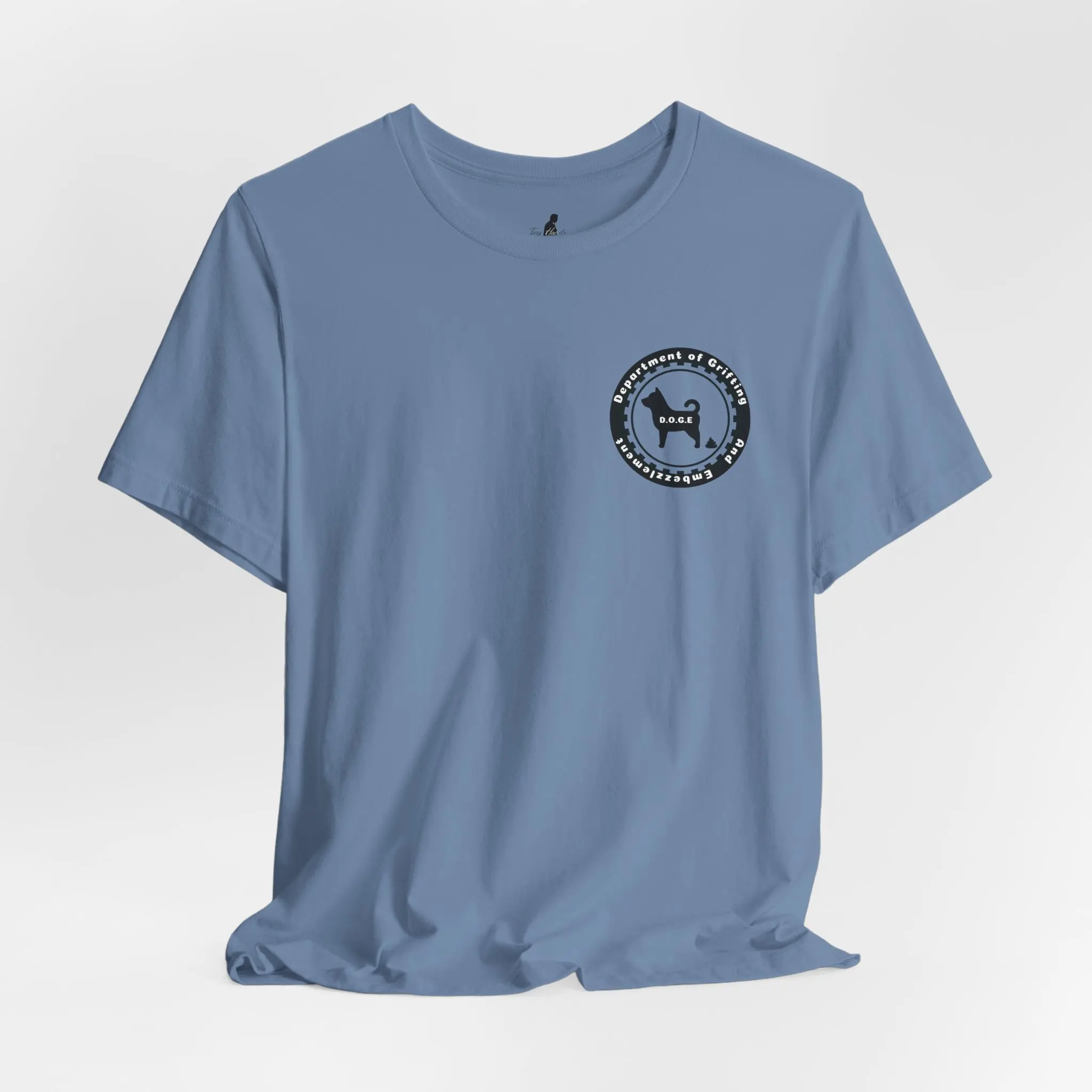 Sarcastic DOGE Logo Mocking TShirt - Unisex Casual Cotton Tee, Medium Fit, Funny Graphic Top, Elon Musk Agency Shirt Fabric Menswear Jersey Soft