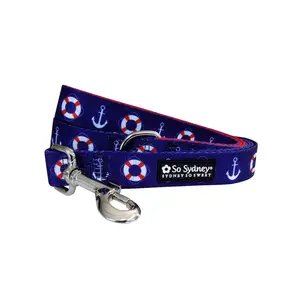 Anchor Yacht Club Boat Collection Dog Leash – Nautical Anchor Print, Durable, Stylish, Small & Large Pet Leash