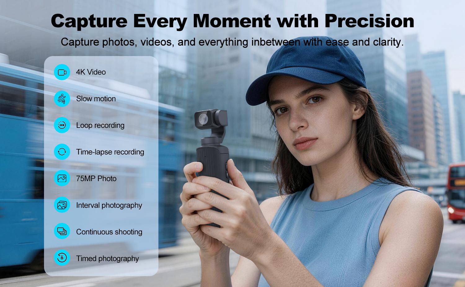 WIKICO Pocket Vlogging Camera with 4K/30fps Videos, Pocket Camera with FaceTracking, 4K Handheld Camera, Video Camcorder, Portable WiFi Vlogging Camera with 16GB Card, Tripod,summerwins,father'sdaygifts