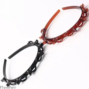 2-Pack Plastic Built-in Hair Clip Headbands, Non-slip Lightweight Durable Braiding Headbands for Effortless Summer Styling, Sports & Outdoor Protective Gear Hair Accessories, Headband