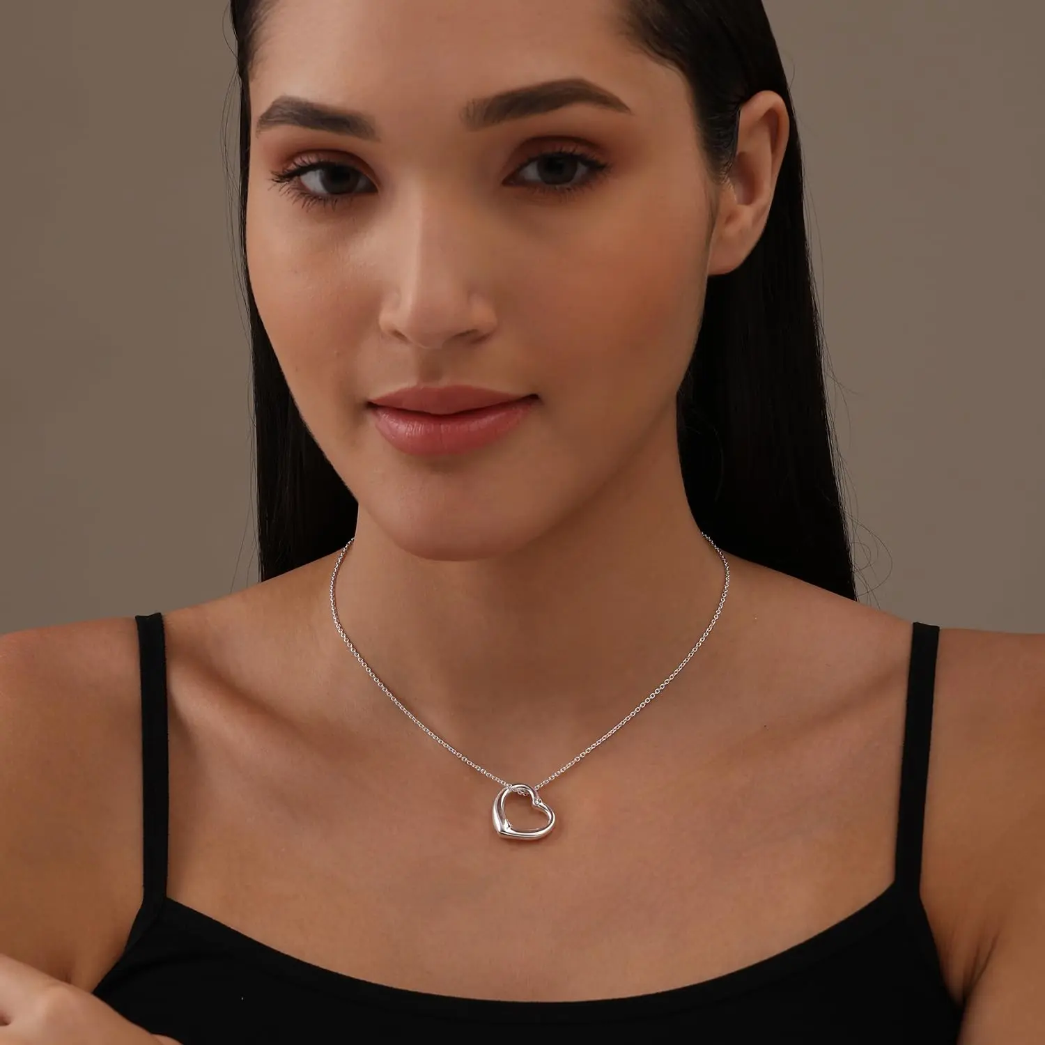 LeCalla 925 Sterling Silver Open Heart Necklace for Women | Cubic Zirconia Floating Heart Necklace | I Love You Necklaces Jewelry Mothers Day Gifts for Mom Her Wife 18 Inches