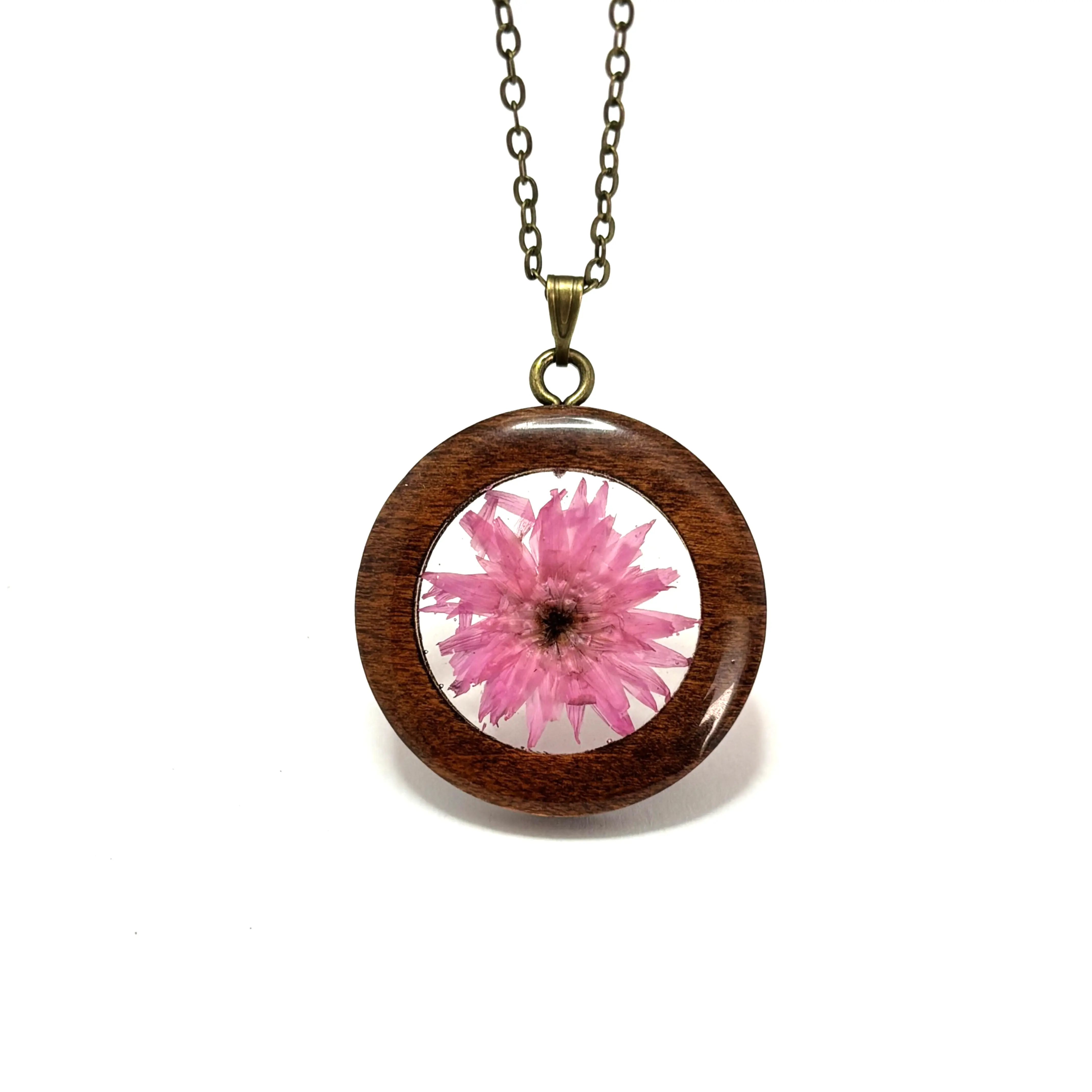 Pressed Aster Flower Necklace, Handmade Botanical Resin Floral Embellishments Necklace, Unique Gift for Her, Floral Embellishments Necklaces