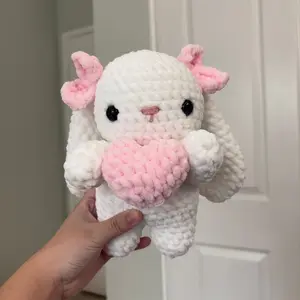 Crochet Bunny with Pink Heart