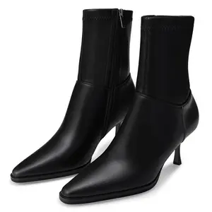 Ankle Boots for Women Kitten Heel Short Boots Dressy Pointed Toe Booties Side Zipper
