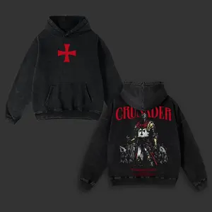 Crusader Defender of Faith Vintage Washed Oversized T-Shirt, 2 Timothy 1:7 Scripture Knight Graphic Tee, Heavy Cotton Medieval Christian Streetwear Top, Unisex Dark Gothic Warrior Shirt