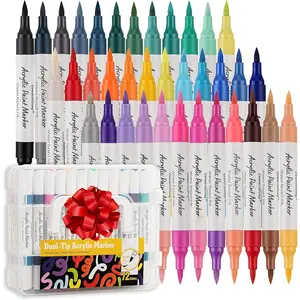 72 Color   Markers Set, 36 Dual Brush Tip Art Markers for Rock, Canvas, , Fabric - , Blendable,  Art Supplies for Adults & Artists