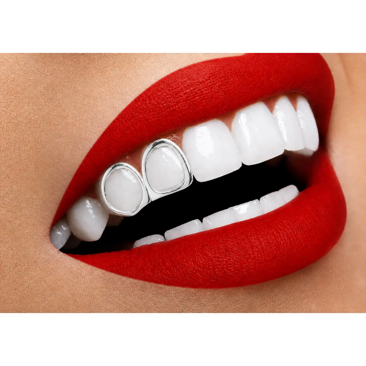 Silver Plated Open Face Double Cap Grillz