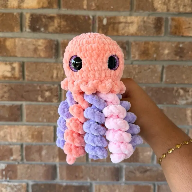 Handmade coral jellyfish crochet plushie