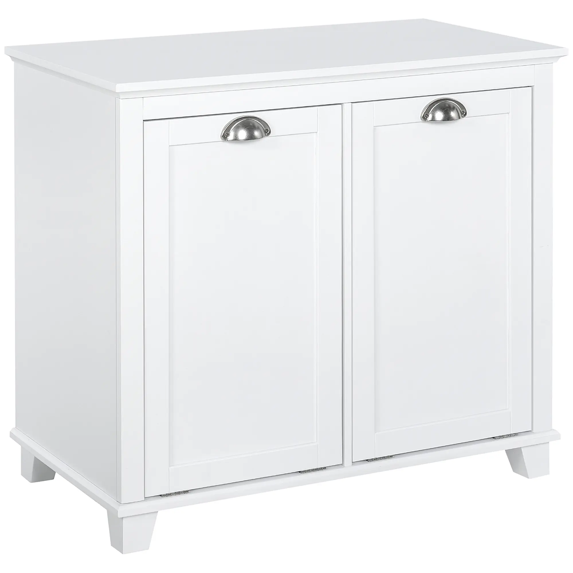 HOMCOM Tilt-Out Laundry Sorter Cabinet, Bathroom Storage Organizer with Two-Compartment Tilt-Out Hamper