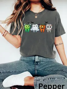 Comfort Colors Halloween Teeth Shirt Dental Halloween Shirts Matching Halloween Dental Shirts Dental Hygiene tshirts Dental Office Tshirt