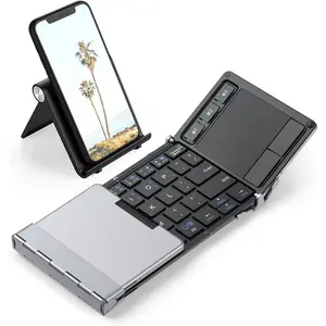 Foldable Keyboard, BK08 Foldable  Keyboard with Touchpad, Aluminum Build, USB-C Charge, Equipped with Stand Holder and Carrying Bag, Portable for Laptop, iPad, ,