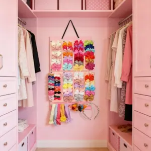 Fashion Hair Accessory Storage Rack, Wall-Mounted Organizer for Bow Clips, Barrettes, Headbands, Felt Display Stand