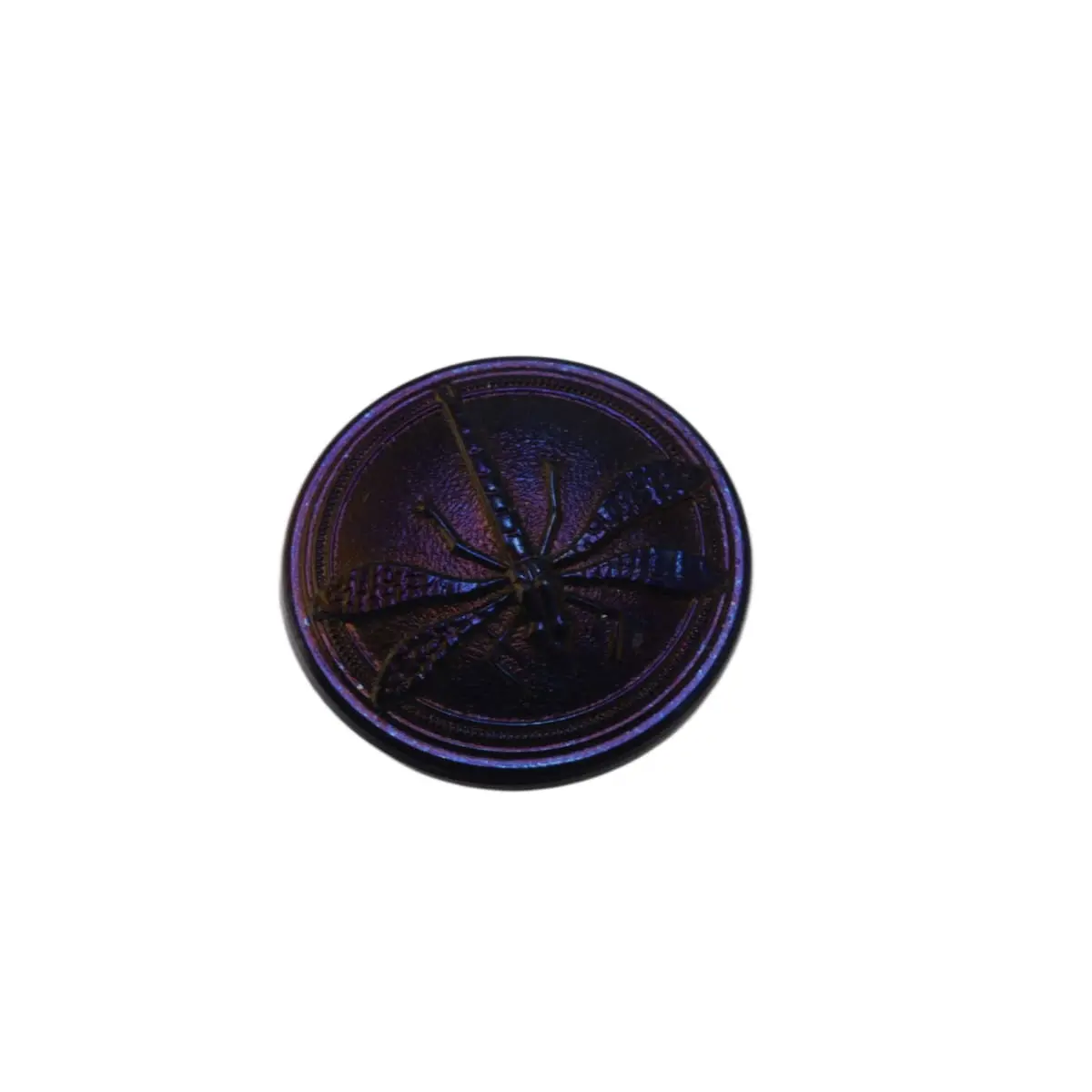 Czech Glass Iridescent Purple Dragonfly Button 31mm - Large Decorative Button
